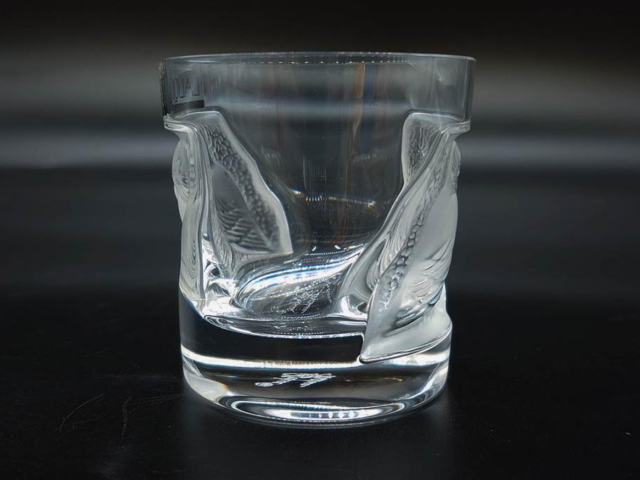 フランス　LALIQUE(ラリック)　ユロット　和気あいあいとした気分を盛り上げるSAKEタンブラー6客セット(フクロウ、梟、サテンクリスタル、グラス、硝子、ガラス)(R-081356)