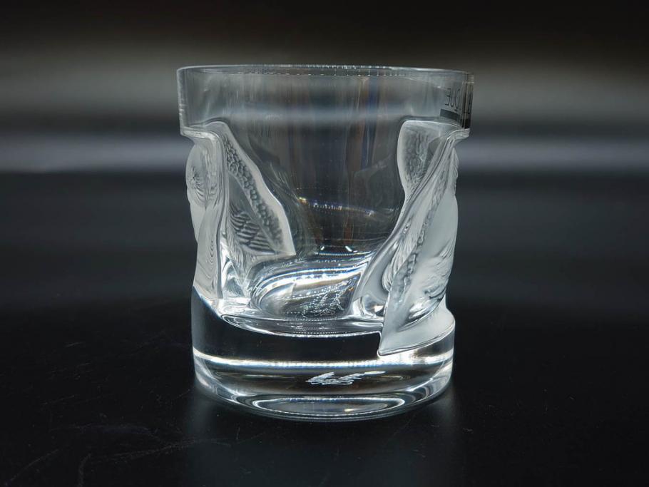 フランス　LALIQUE(ラリック)　ユロット　和気あいあいとした気分を盛り上げるSAKEタンブラー6客セット(フクロウ、梟、サテンクリスタル、グラス、硝子、ガラス)(R-081356)