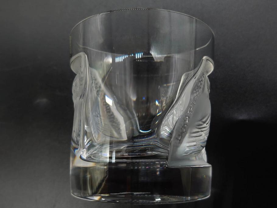 フランス　LALIQUE(ラリック)　ユロット　和気あいあいとした気分を盛り上げるSAKEタンブラー6客セット(フクロウ、梟、サテンクリスタル、グラス、硝子、ガラス)(R-081356)