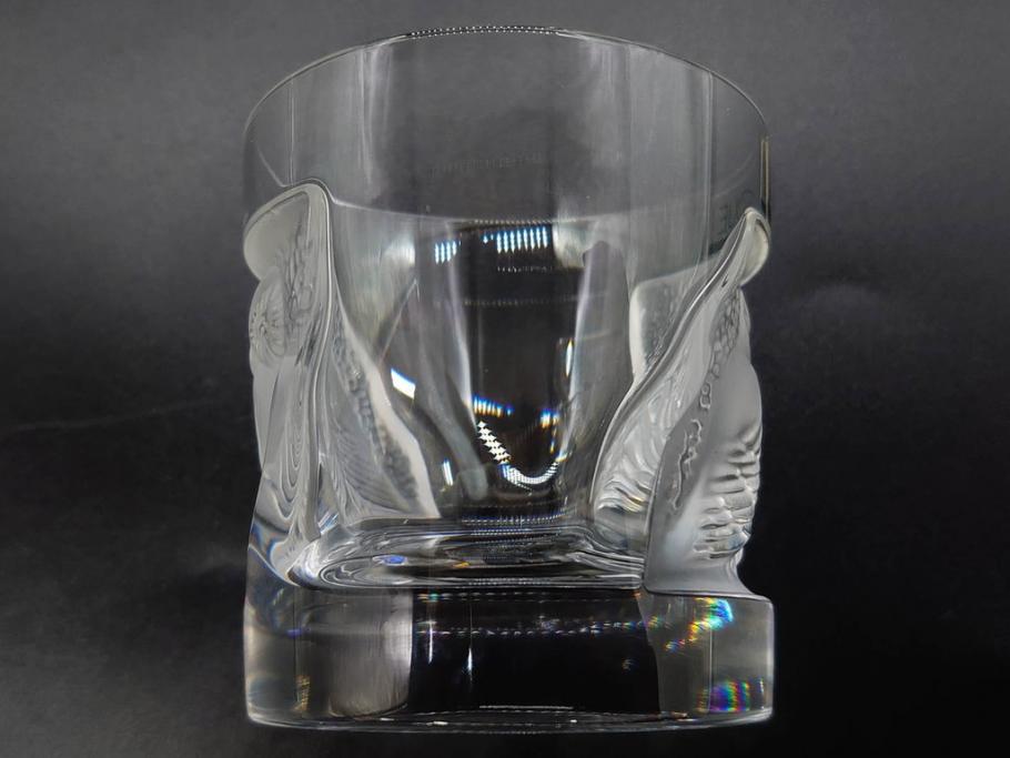 フランス　LALIQUE(ラリック)　ユロット　和気あいあいとした気分を盛り上げるSAKEタンブラー6客セット(フクロウ、梟、サテンクリスタル、グラス、硝子、ガラス)(R-081356)