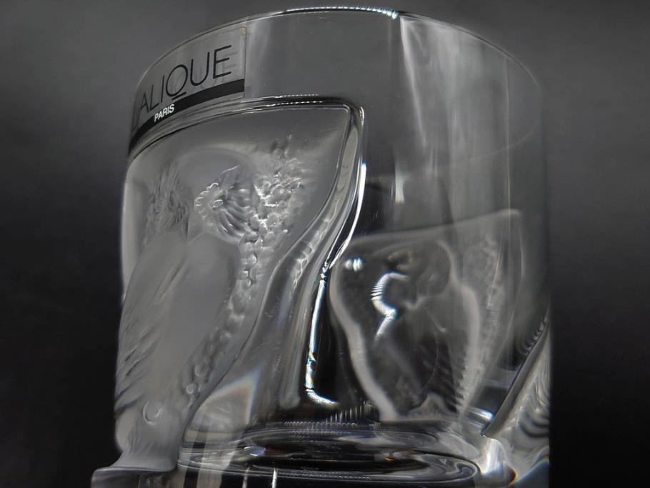 フランス　LALIQUE(ラリック)　ユロット　和気あいあいとした気分を盛り上げるSAKEタンブラー6客セット(フクロウ、梟、サテンクリスタル、グラス、硝子、ガラス)(R-081356)