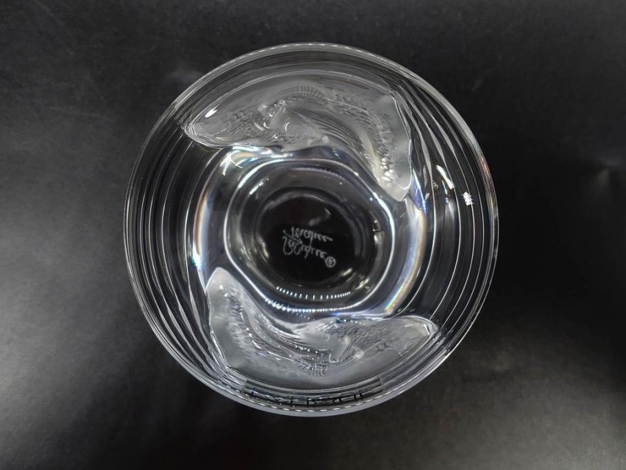フランス　LALIQUE(ラリック)　ユロット　和気あいあいとした気分を盛り上げるSAKEタンブラー6客セット(フクロウ、梟、サテンクリスタル、グラス、硝子、ガラス)(R-081356)