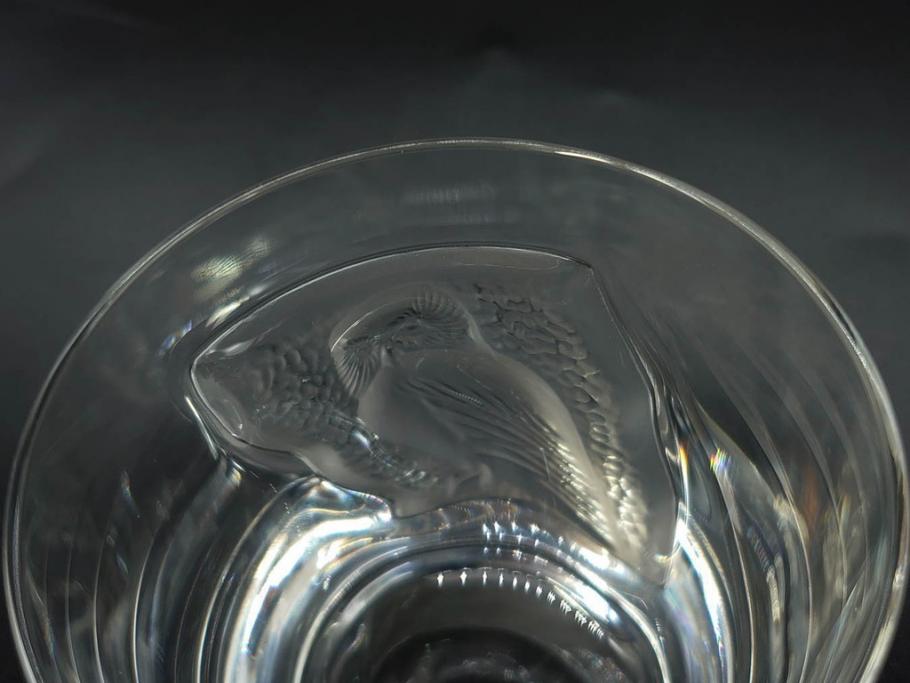 フランス　LALIQUE(ラリック)　ユロット　和気あいあいとした気分を盛り上げるSAKEタンブラー6客セット(フクロウ、梟、サテンクリスタル、グラス、硝子、ガラス)(R-081356)