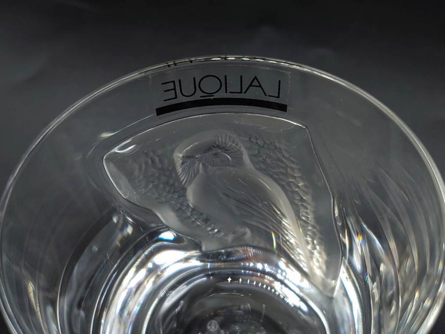 フランス　LALIQUE(ラリック)　ユロット　和気あいあいとした気分を盛り上げるSAKEタンブラー6客セット(フクロウ、梟、サテンクリスタル、グラス、硝子、ガラス)(R-081356)