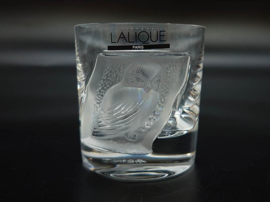 フランス　LALIQUE(ラリック)　ユロット　和気あいあいとした気分を盛り上げるSAKEタンブラー6客セット(フクロウ、梟、サテンクリスタル、グラス、硝子、ガラス)(R-081356)