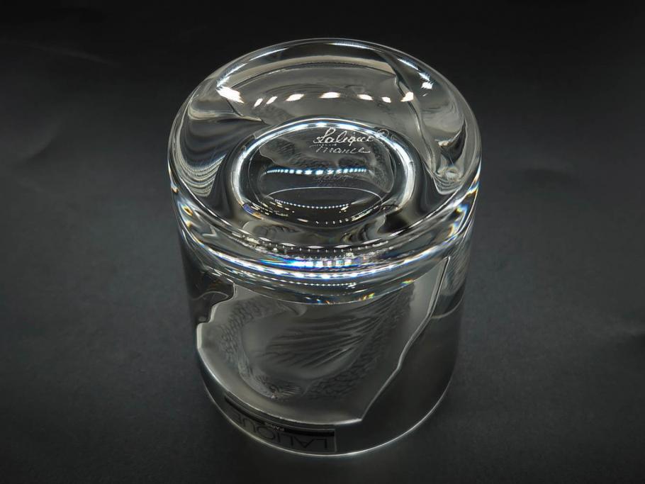 フランス　LALIQUE(ラリック)　ユロット　和気あいあいとした気分を盛り上げるSAKEタンブラー6客セット(フクロウ、梟、サテンクリスタル、グラス、硝子、ガラス)(R-081356)