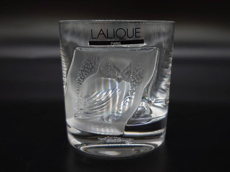 フランス　LALIQUE(ラリック)　ユロット　和気あいあいとした気分を盛り上げるSAKEタンブラー6客セット(フクロウ、梟、サテンクリスタル、グラス、硝子、ガラス)(R-081356)