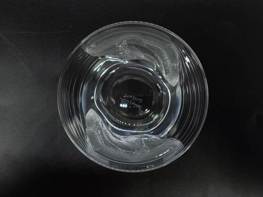 フランス　LALIQUE(ラリック)　ユロット　和気あいあいとした気分を盛り上げるSAKEタンブラー6客セット(フクロウ、梟、サテンクリスタル、グラス、硝子、ガラス)(R-081356)