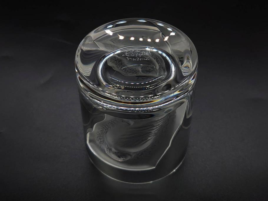 フランス　LALIQUE(ラリック)　ユロット　和気あいあいとした気分を盛り上げるSAKEタンブラー6客セット(フクロウ、梟、サテンクリスタル、グラス、硝子、ガラス)(R-081356)
