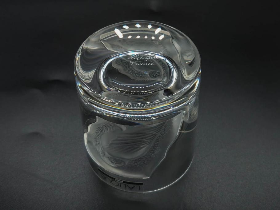 フランス　LALIQUE(ラリック)　ユロット　和気あいあいとした気分を盛り上げるSAKEタンブラー6客セット(フクロウ、梟、サテンクリスタル、グラス、硝子、ガラス)(R-081356)