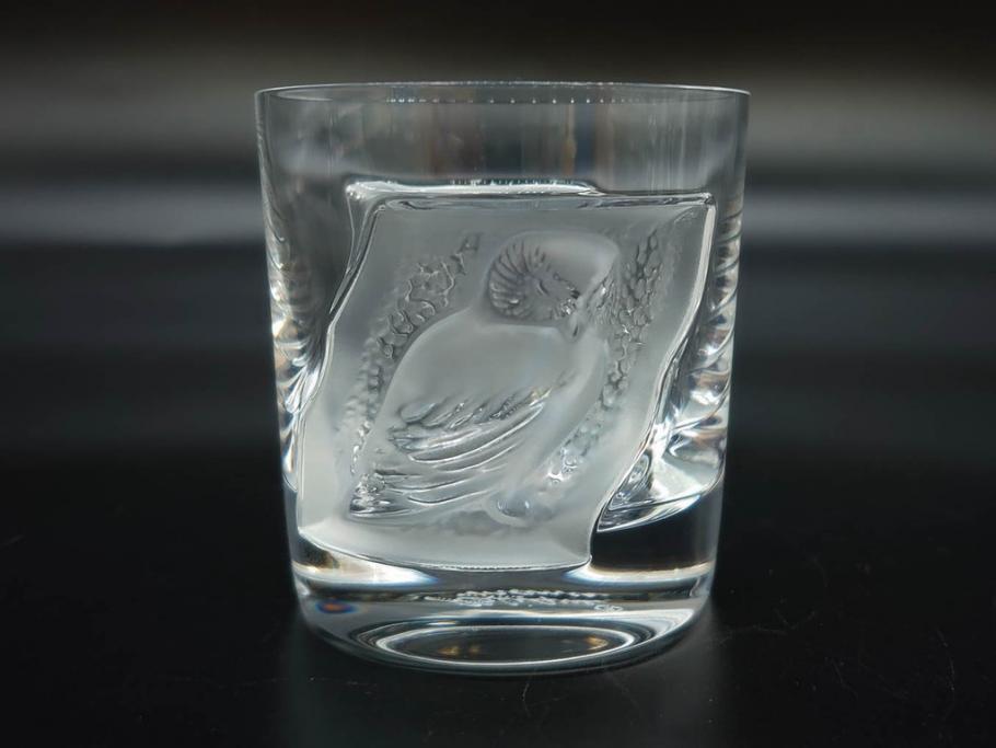 フランス　LALIQUE(ラリック)　ユロット　和気あいあいとした気分を盛り上げるSAKEタンブラー6客セット(フクロウ、梟、サテンクリスタル、グラス、硝子、ガラス)(R-081356)