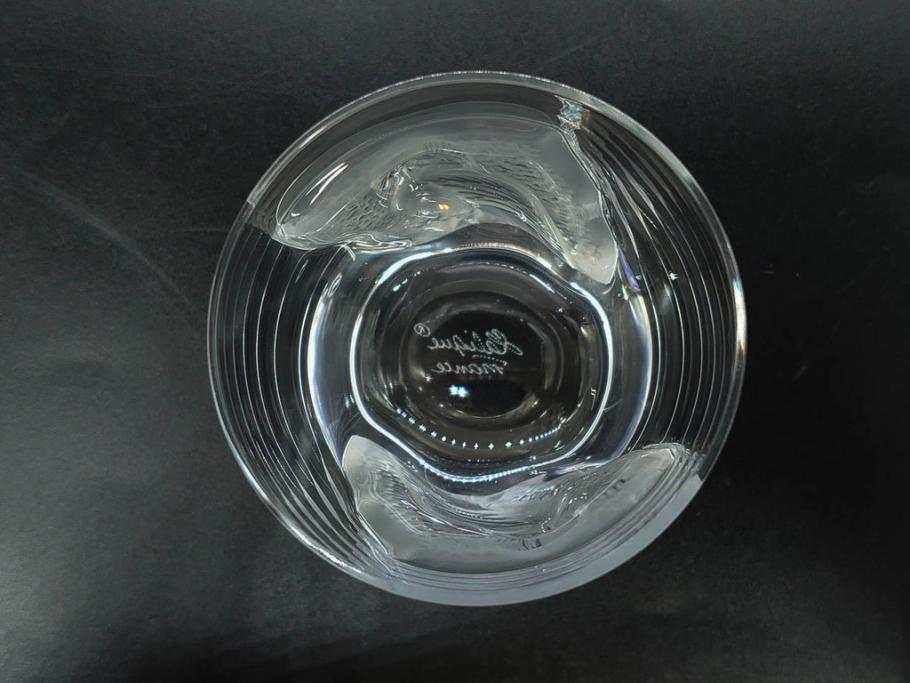 フランス　LALIQUE(ラリック)　ユロット　和気あいあいとした気分を盛り上げるSAKEタンブラー6客セット(フクロウ、梟、サテンクリスタル、グラス、硝子、ガラス)(R-081356)