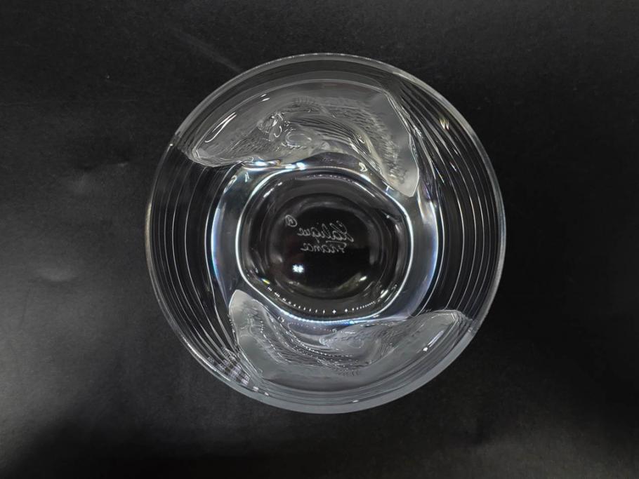 フランス　LALIQUE(ラリック)　ユロット　和気あいあいとした気分を盛り上げるSAKEタンブラー6客セット(フクロウ、梟、サテンクリスタル、グラス、硝子、ガラス)(R-081356)