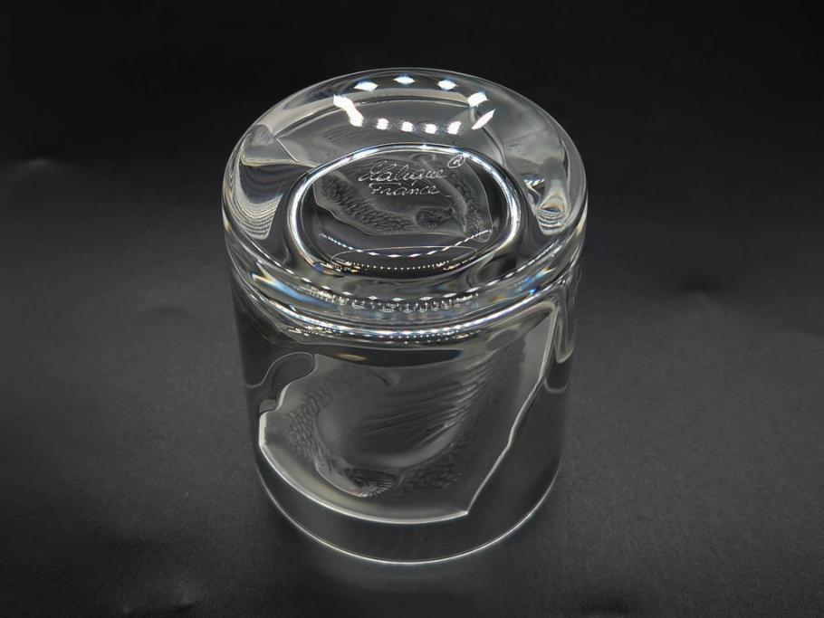 フランス　LALIQUE(ラリック)　ユロット　和気あいあいとした気分を盛り上げるSAKEタンブラー6客セット(フクロウ、梟、サテンクリスタル、グラス、硝子、ガラス)(R-081356)