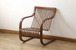 和製アンティーク　竹興社　城所右文次　オリジナル　Bamboo Chair　滑らかな曲線のデザインが目を惹くバンブーチェア(アームチェア、安楽椅子、ディスプレイ)(R-060451)