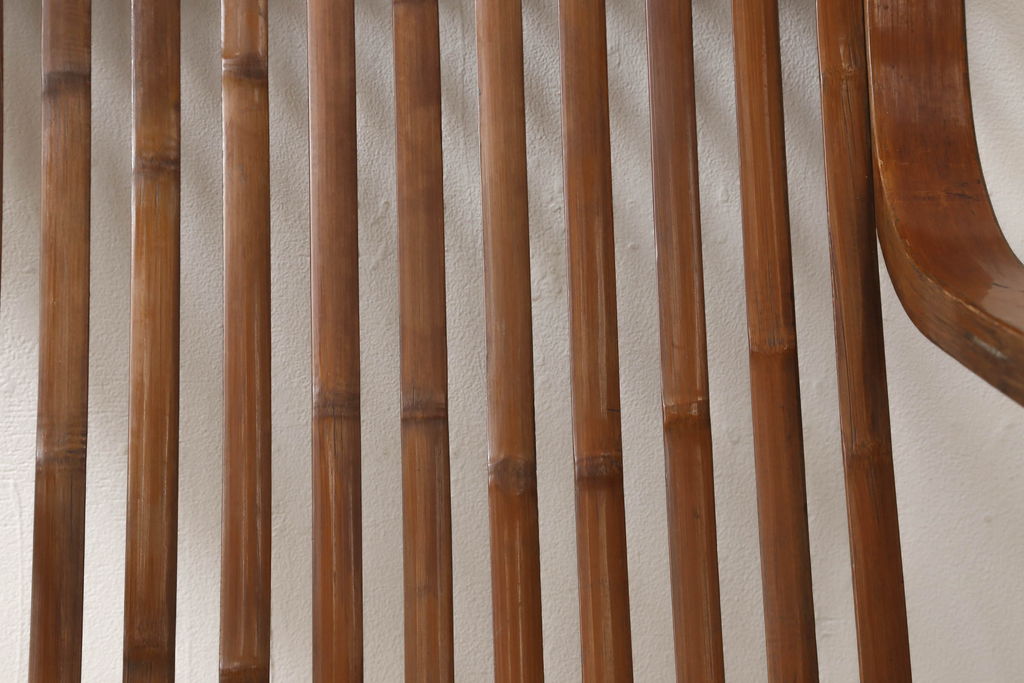 和製アンティーク　竹興社　城所右文次　オリジナル　Bamboo Chair　滑らかな曲線のデザインが目を惹くバンブーチェア(アームチェア、安楽椅子、ディスプレイ)(R-060451)