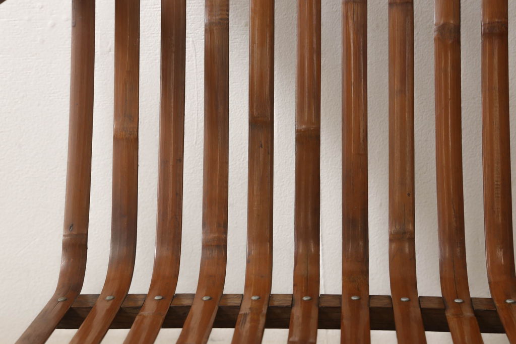 和製アンティーク　竹興社　城所右文次　オリジナル　Bamboo Chair　滑らかな曲線のデザインが目を惹くバンブーチェア(アームチェア、安楽椅子、ディスプレイ)(R-060451)
