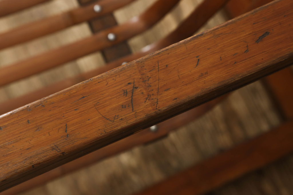 和製アンティーク　竹興社　城所右文次　オリジナル　Bamboo Chair　滑らかな曲線のデザインが目を惹くバンブーチェア(アームチェア、安楽椅子、ディスプレイ)(R-060451)