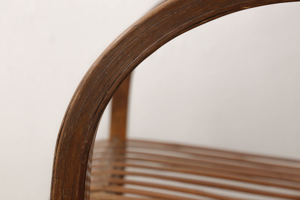 和製アンティーク　竹興社　城所右文次　オリジナル　Bamboo Chair　滑らかな曲線のデザインが目を惹くバンブーチェア(アームチェア、安楽椅子、ディスプレイ)(R-060451)