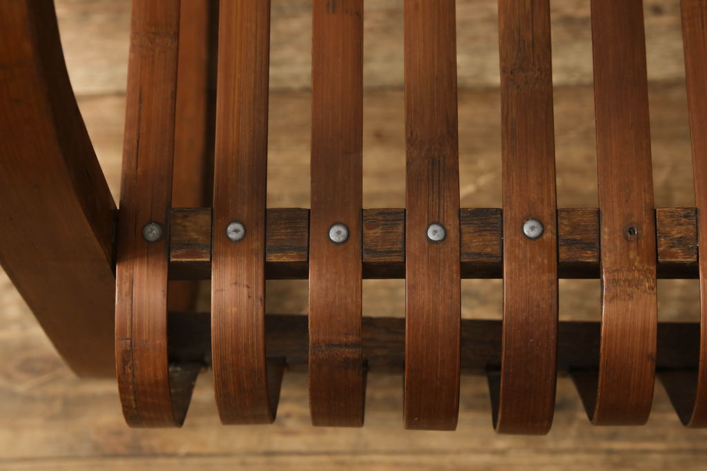 和製アンティーク　竹興社　城所右文次　オリジナル　Bamboo Chair　滑らかな曲線のデザインが目を惹くバンブーチェア(アームチェア、安楽椅子、ディスプレイ)(R-060451)