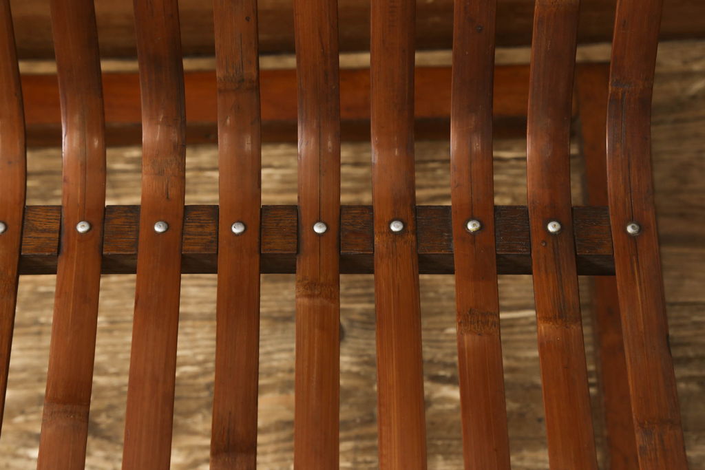 和製アンティーク　竹興社　城所右文次　オリジナル　Bamboo Chair　滑らかな曲線のデザインが目を惹くバンブーチェア(アームチェア、安楽椅子、ディスプレイ)(R-060451)