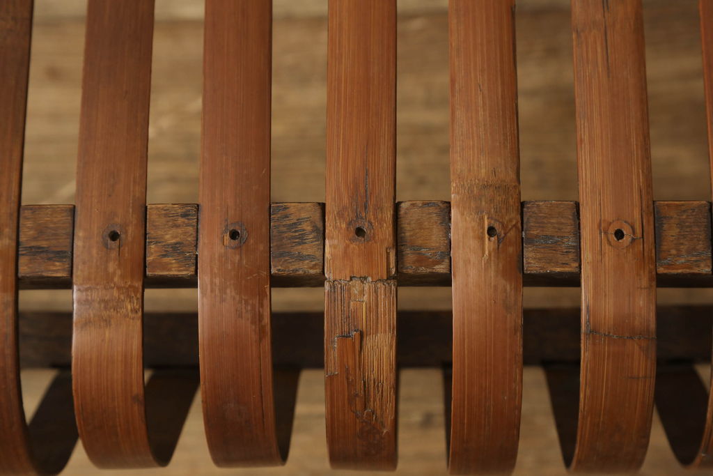 和製アンティーク　竹興社　城所右文次　オリジナル　Bamboo Chair　滑らかな曲線のデザインが目を惹くバンブーチェア(アームチェア、安楽椅子、ディスプレイ)(R-060451)