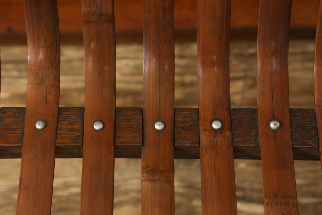 和製アンティーク　竹興社　城所右文次　オリジナル　Bamboo Chair　滑らかな曲線のデザインが目を惹くバンブーチェア(アームチェア、安楽椅子、ディスプレイ)(R-060451)