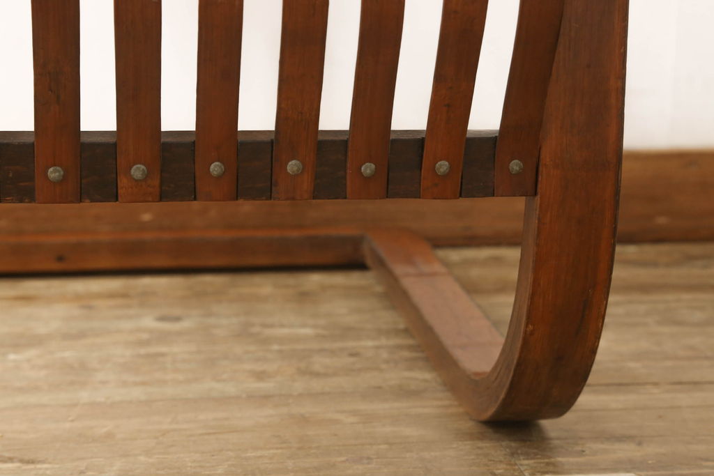和製アンティーク　竹興社　城所右文次　オリジナル　Bamboo Chair　滑らかな曲線のデザインが目を惹くバンブーチェア(アームチェア、安楽椅子、ディスプレイ)(R-060451)