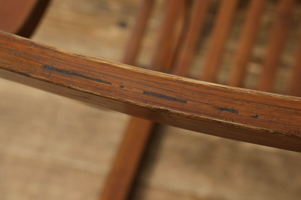 和製アンティーク　竹興社　城所右文次　オリジナル　Bamboo Chair　滑らかな曲線のデザインが目を惹くバンブーチェア(アームチェア、安楽椅子、ディスプレイ)(R-060451)