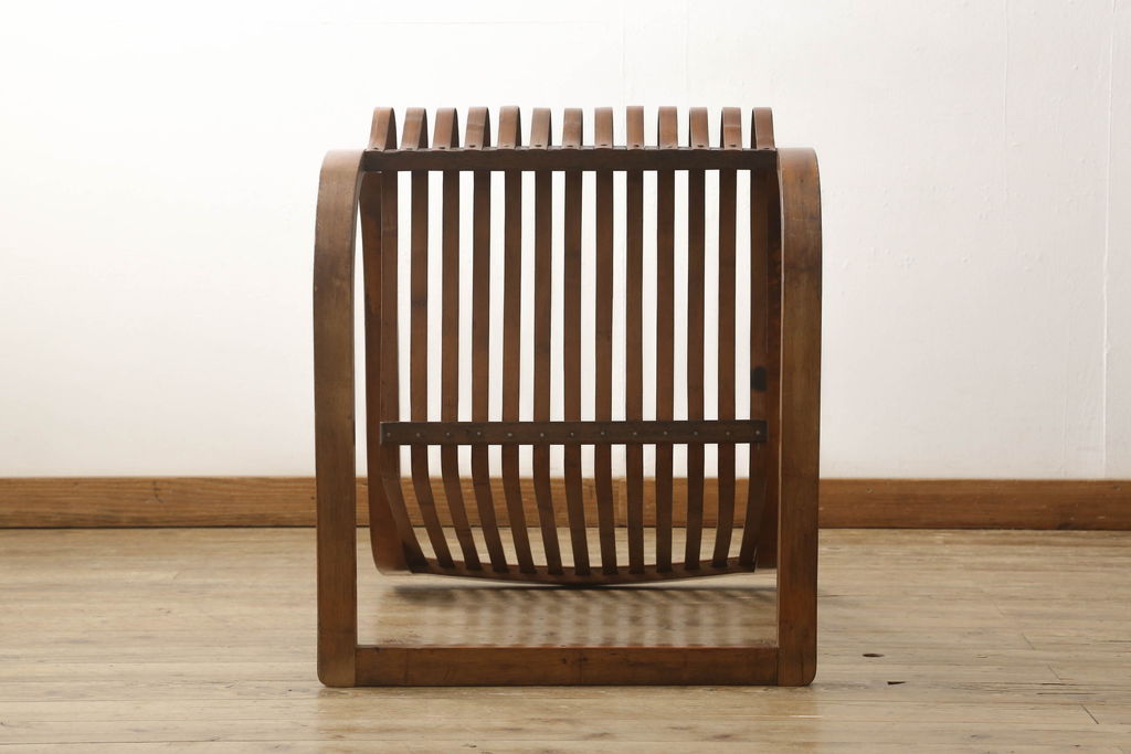 和製アンティーク　竹興社　城所右文次　オリジナル　Bamboo Chair　滑らかな曲線のデザインが目を惹くバンブーチェア(アームチェア、安楽椅子、ディスプレイ)(R-060451)