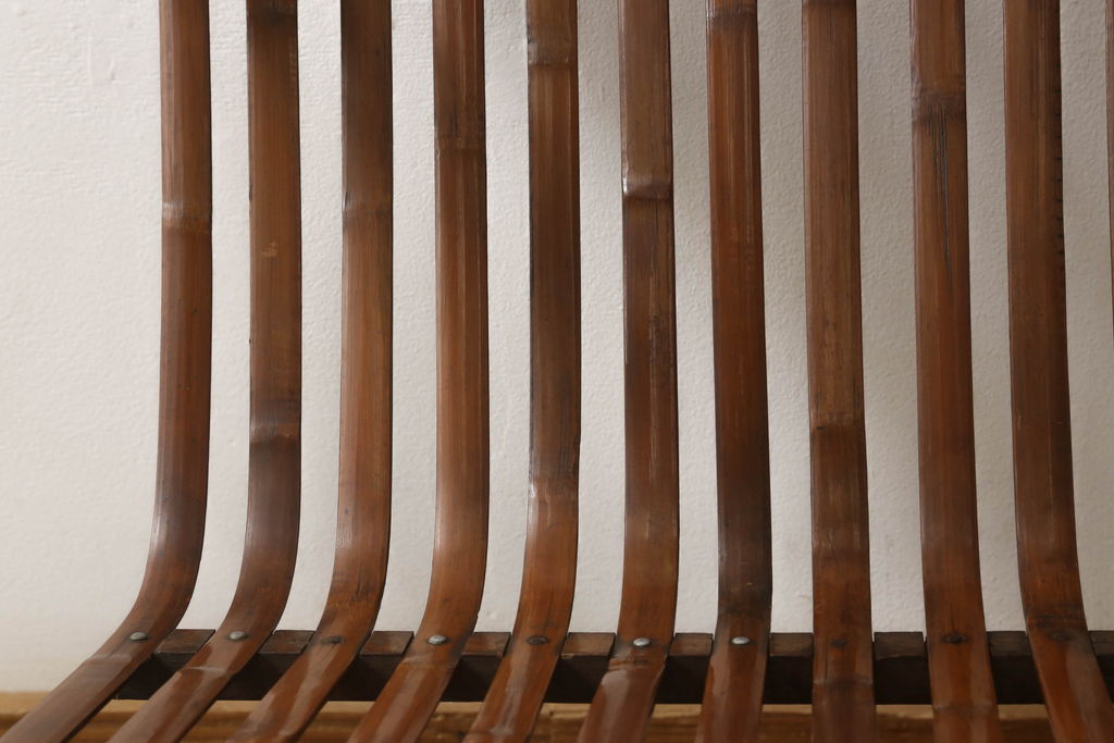 和製アンティーク　竹興社　城所右文次　オリジナル　Bamboo Chair　滑らかな曲線のデザインが目を惹くバンブーチェア(アームチェア、安楽椅子、ディスプレイ)(R-060452)