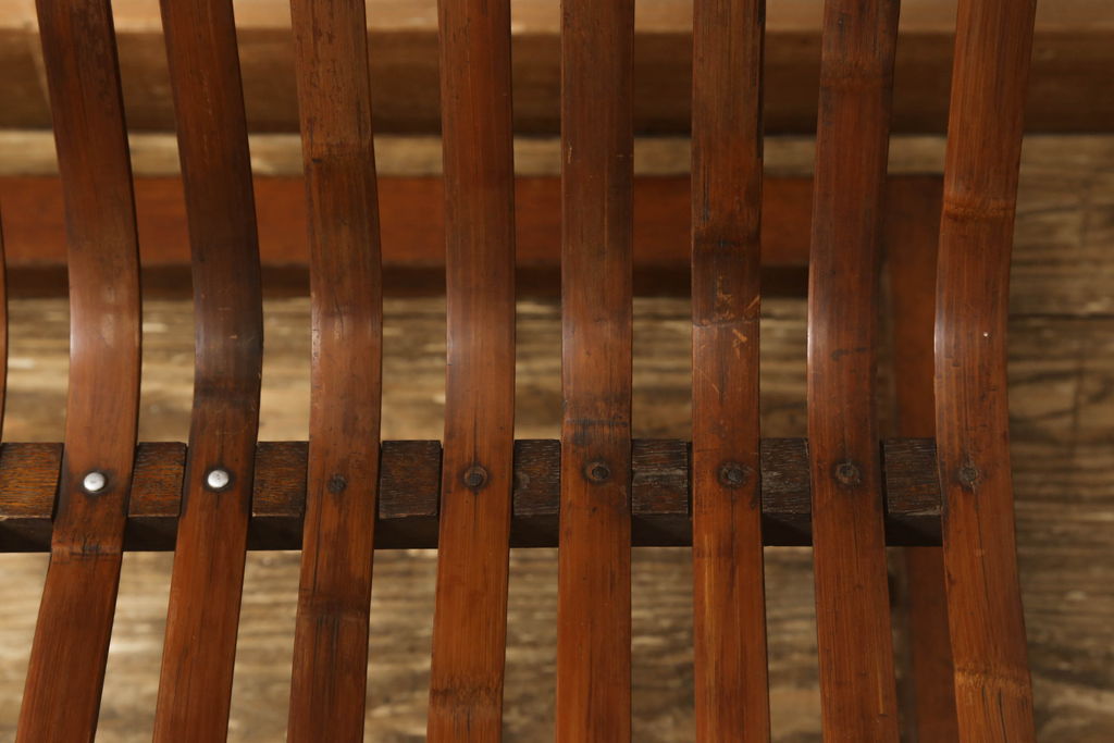 和製アンティーク　竹興社　城所右文次　オリジナル　Bamboo Chair　滑らかな曲線のデザインが目を惹くバンブーチェア(アームチェア、安楽椅子、ディスプレイ)(R-060452)