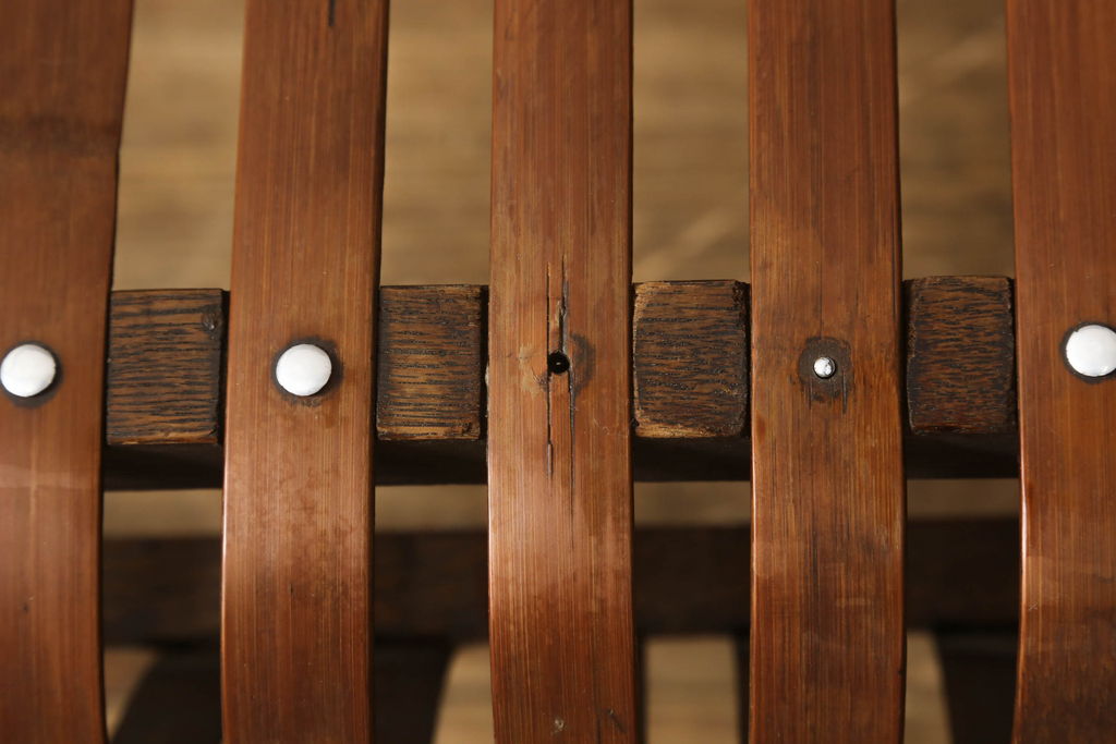 和製アンティーク　竹興社　城所右文次　オリジナル　Bamboo Chair　滑らかな曲線のデザインが目を惹くバンブーチェア(アームチェア、安楽椅子、ディスプレイ)(R-060452)