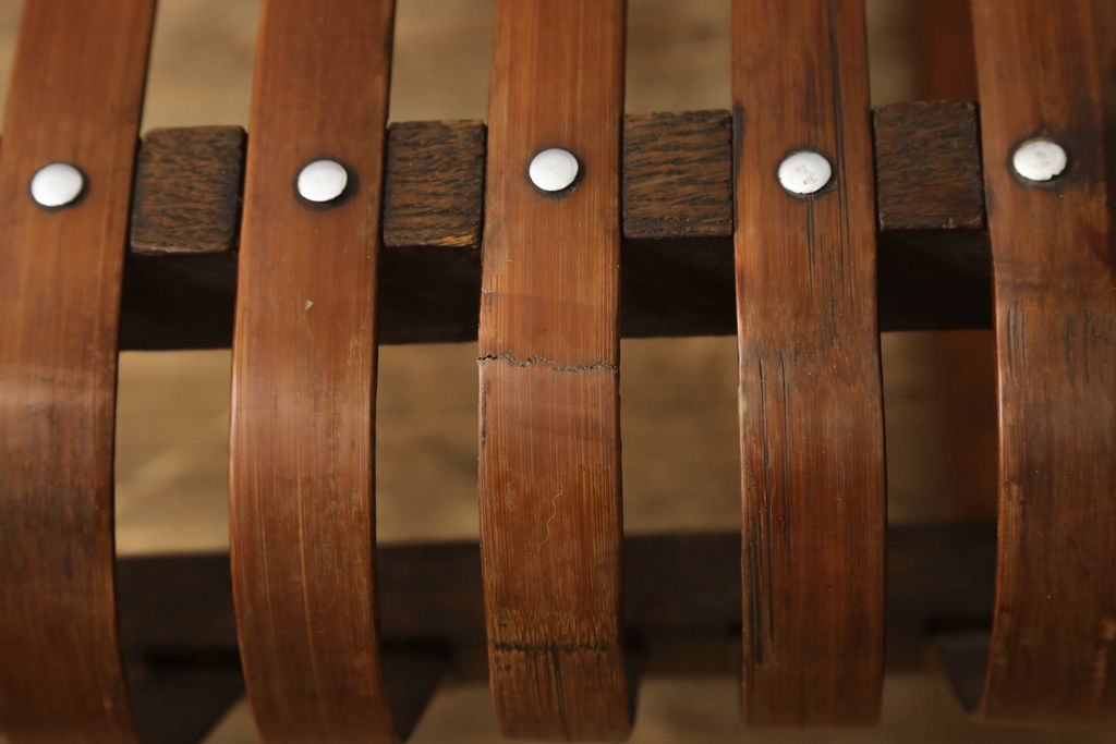 和製アンティーク　竹興社　城所右文次　オリジナル　Bamboo Chair　滑らかな曲線のデザインが目を惹くバンブーチェア(アームチェア、安楽椅子、ディスプレイ)(R-060452)