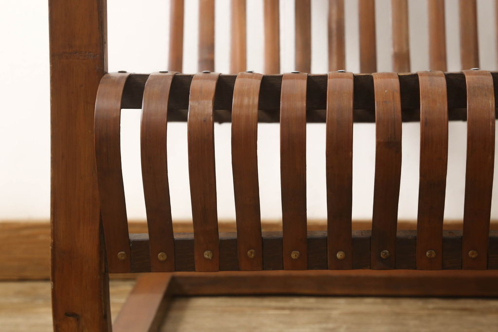 和製アンティーク　竹興社　城所右文次　オリジナル　Bamboo Chair　滑らかな曲線のデザインが目を惹くバンブーチェア(アームチェア、安楽椅子、ディスプレイ)(R-060452)