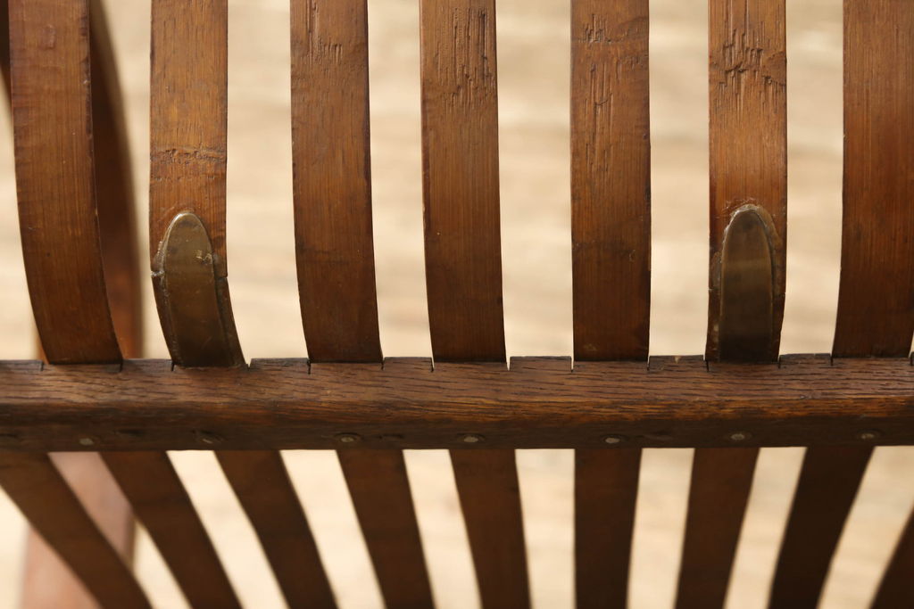 和製アンティーク　竹興社　城所右文次　オリジナル　Bamboo Chair　滑らかな曲線のデザインが目を惹くバンブーチェア(アームチェア、安楽椅子、ディスプレイ)(R-060452)