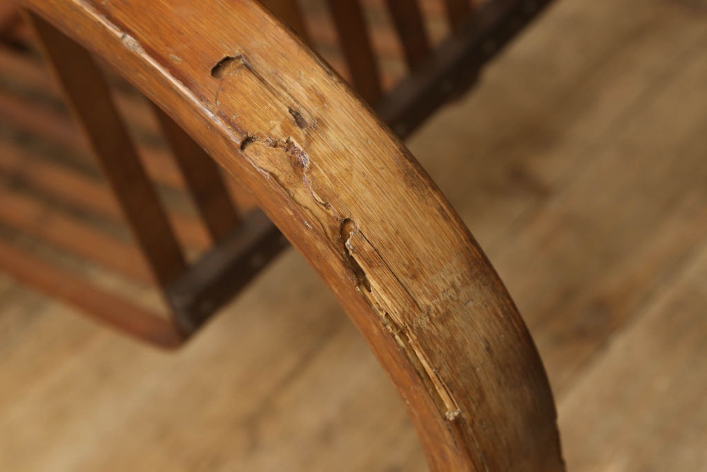 和製アンティーク　竹興社　城所右文次　オリジナル　Bamboo Chair　滑らかな曲線のデザインが目を惹くバンブーチェア(アームチェア、安楽椅子、ディスプレイ)(R-060452)