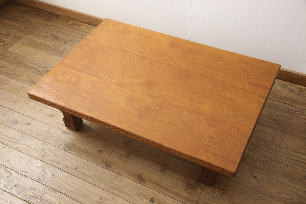 中古　美品　突き板　屋久杉　どっしりとした佇まいが印象的な座卓(ローテーブル、センターテーブル)(R-054692)