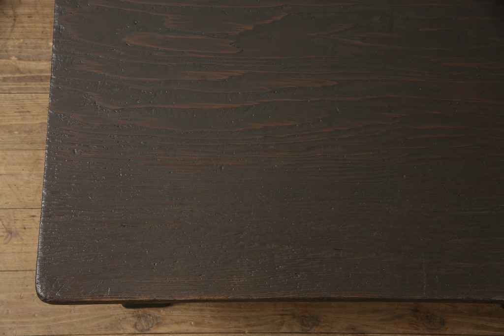 和製アンティーク　高級杉材　幕板や脚のシルエットが魅力的な折り畳み座卓(ちゃぶ台、ローテーブル)(R-051319)