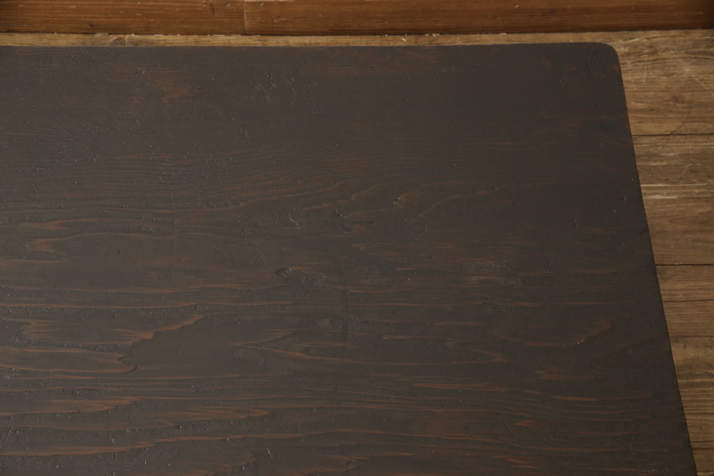 和製アンティーク　高級杉材　幕板や脚のシルエットが魅力的な折り畳み座卓(ちゃぶ台、ローテーブル)(R-051319)