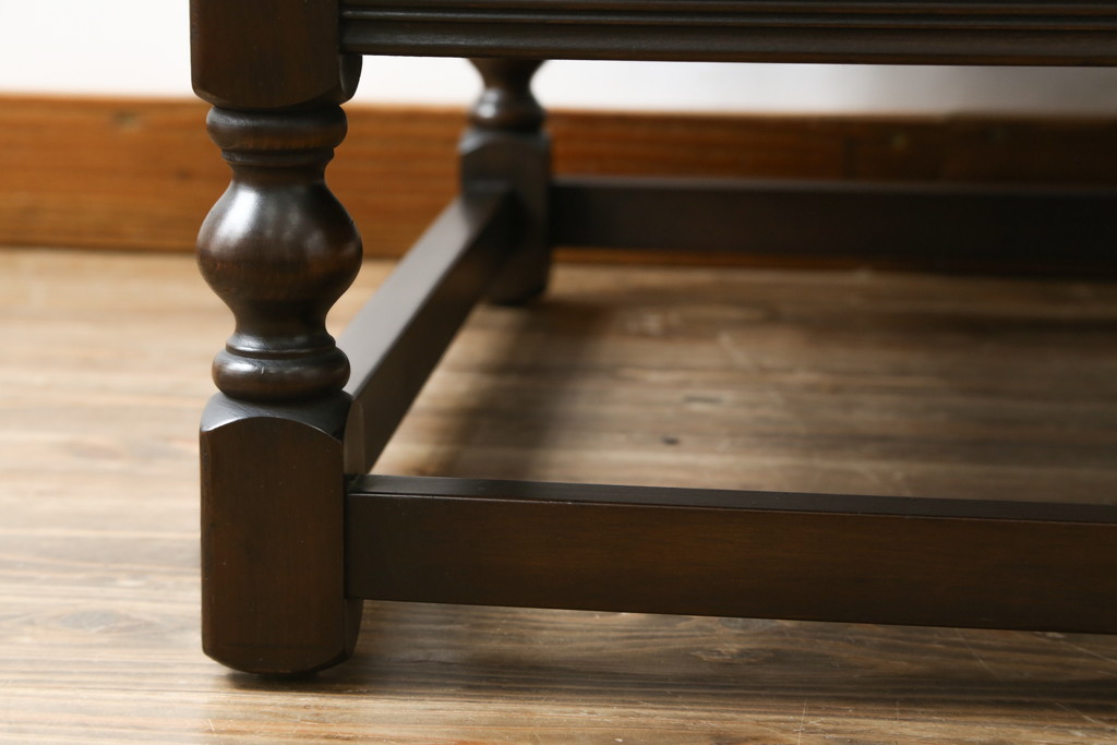 イギリスビンテージ　ERCOL(アーコール)　Old Colonial(オールドコロニアル)　シックな英国カントリースタイルのお部屋におすすめなオットマン(フットスツール、1Pソファ、1人掛けソファ、一人掛けソファ、椅子、イス、チェア、ヴィンテージ、北欧)(R-066808)