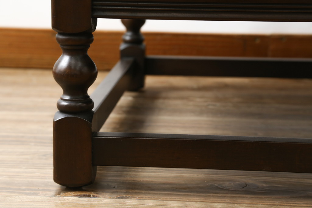 イギリスビンテージ　ERCOL(アーコール)　Old Colonial(オールドコロニアル)　シックな英国カントリースタイルのお部屋におすすめなオットマン(フットスツール、椅子、イス、チェア、ヴィンテージ、北欧)(R-066809)