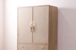 中古　伝統工芸品　頓所芳男作　衣装盆付き　牡丹の前飾りが素敵な重ね加茂総桐箪笥・上段(胴厚、総桐たんす、着物箪笥、衣装箪笥、和タンス、サイドキャビネット)(R-081661)