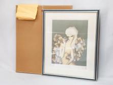 真作　東郷青児　「花」　222/275　リトグラフ(人物、女性、版画、額付き、絵画、落款印、サイン付き、外箱付き)(R-081384)
