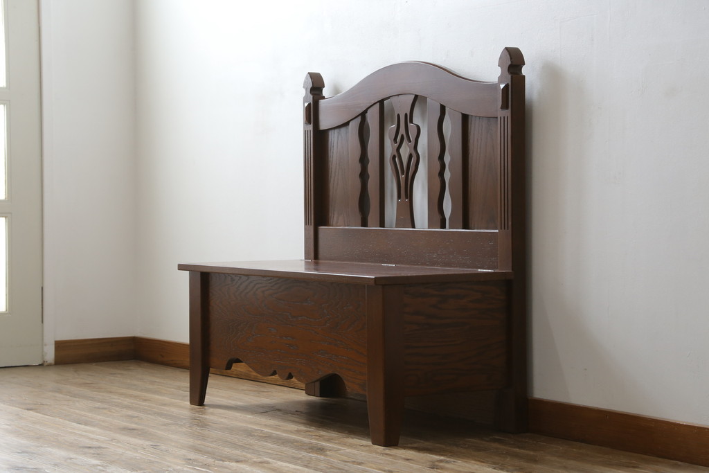 中古　美品　ブランド家具　かわいいデザインの収納付きベンチ(椅子、いす、イス、板座チェア)(R-080009)