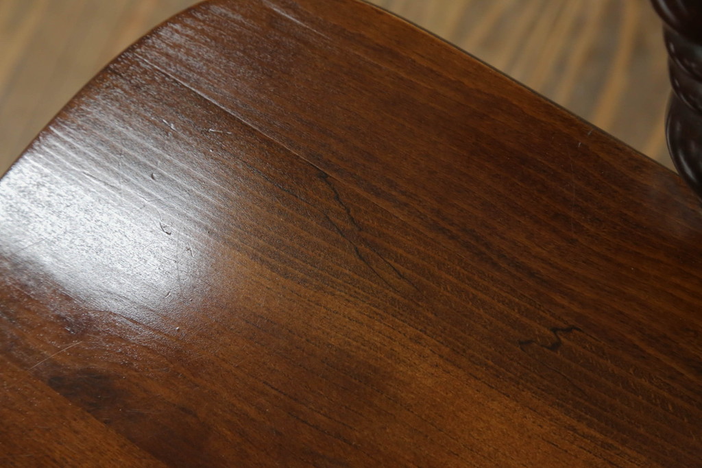 和製ビンテージ　柏木工(KASHIWA、かしわ)　美しい木肌が魅力的なキャプテンチェア(ダイニングチェア、アームチェア、椅子、イス、板座チェア、ヴィンテージ)(R-066221)