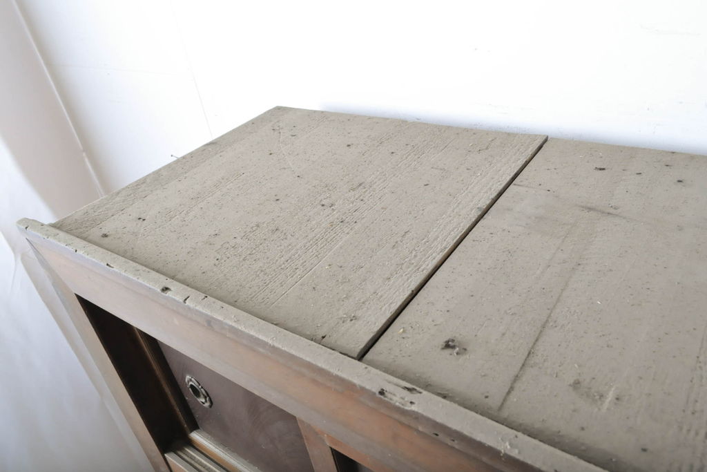 アンティーク家具　明治大正期　前面ケヤキ・ヒノキ材　六尺水屋箪笥キャビネット(収納棚)(R-036366)