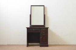 中古　美品　総漆塗り　三方欅(ケヤキ)材　無垢　国産工芸家具　美しい木目と上質なつくりが目を引く飾り棚(定価推定150万円)(茶棚、違い棚、戸棚)(R-058791)