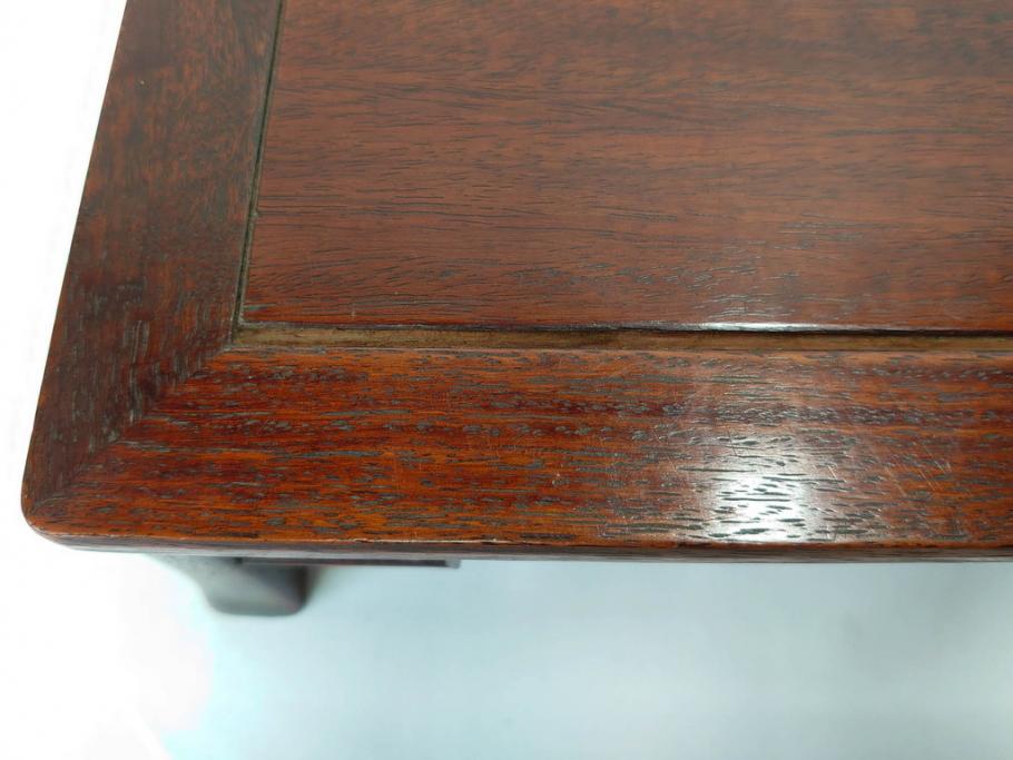 時代物　唐木　斑竹細工　茶道具　巧みを凝らした花台(飾り台、ミニテーブル、ディスプレイ台、華台、平卓)(R-081383)