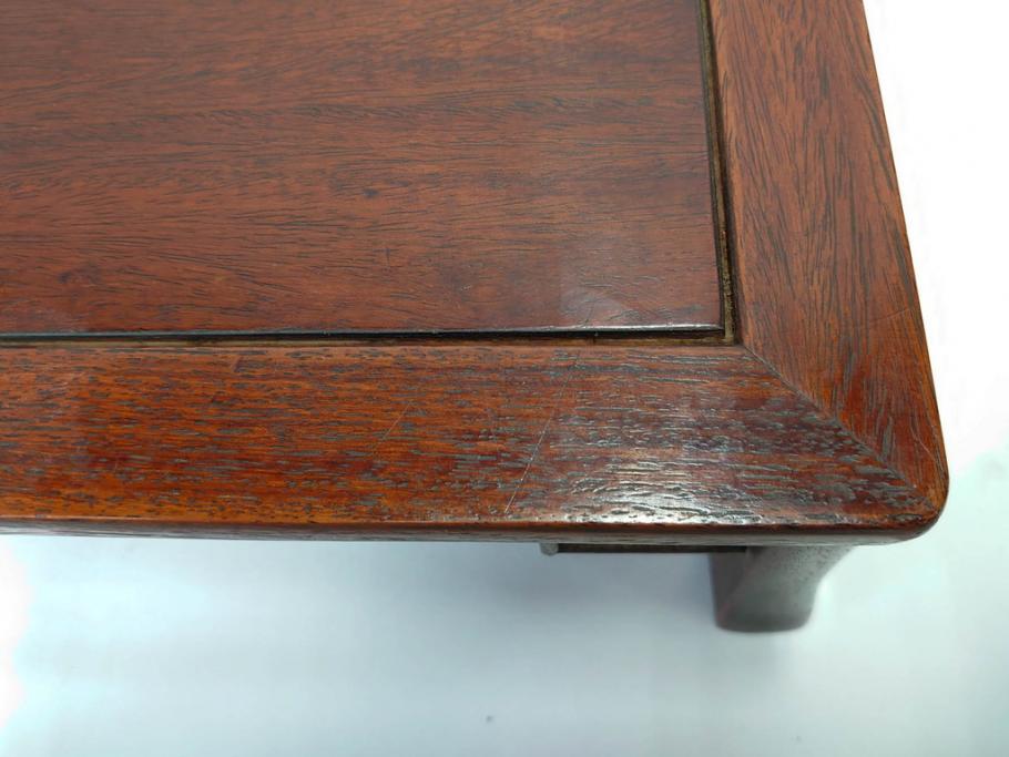 時代物　唐木　斑竹細工　茶道具　巧みを凝らした花台(飾り台、ミニテーブル、ディスプレイ台、華台、平卓)(R-081383)